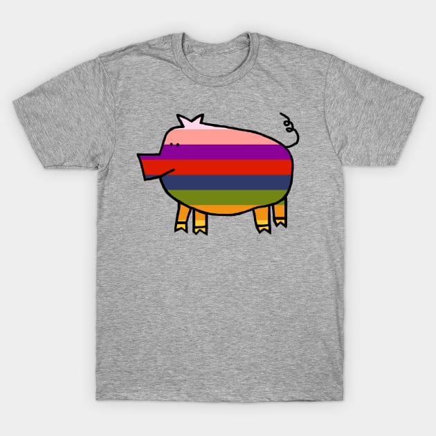 Cute Rainbow Pig T-Shirt by ellenhenryart